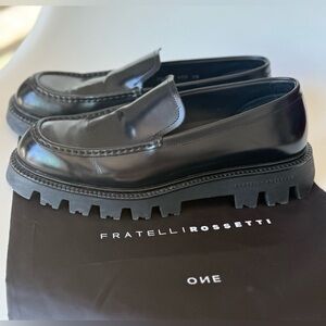 Fratelli Rossetti Glossy Black Leather Loafers - perfect condition